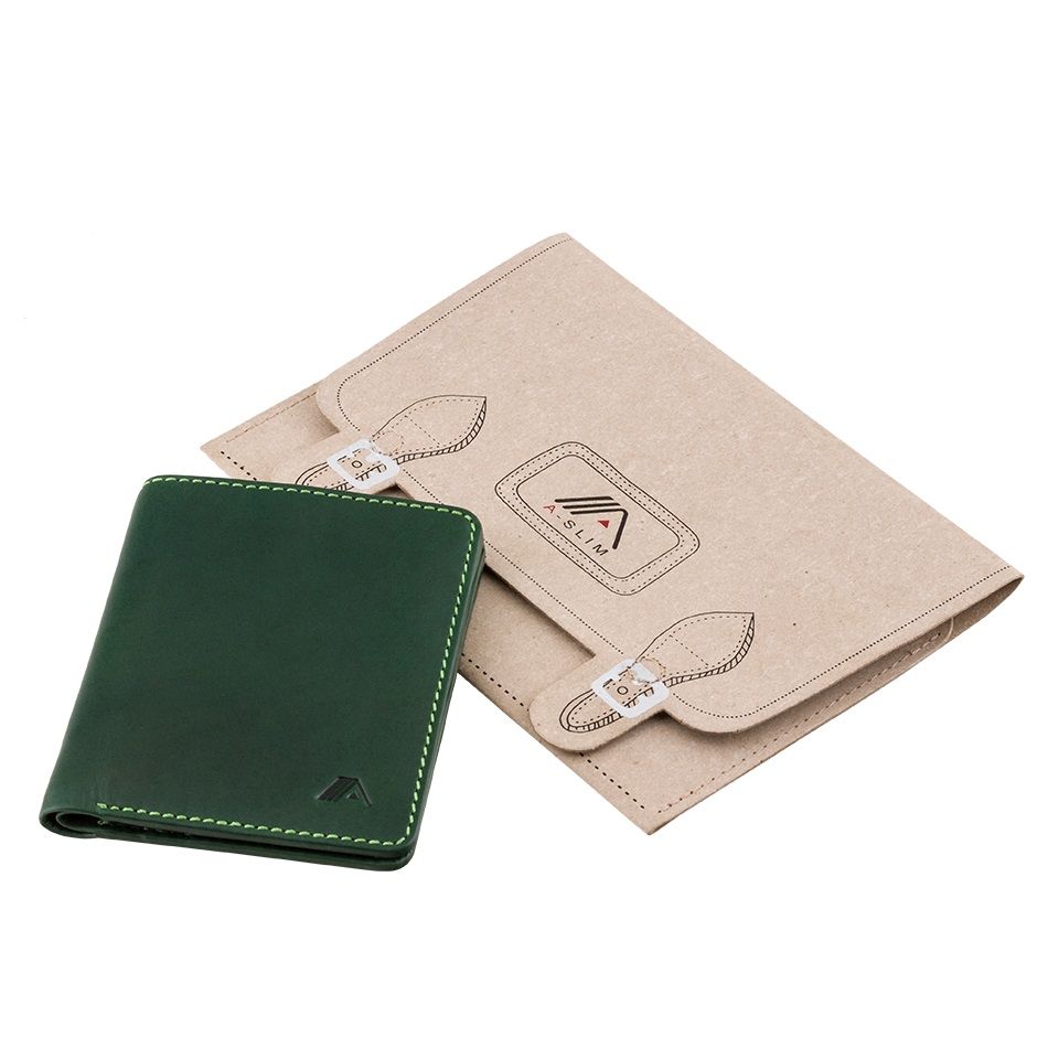 A-SLIM Leather Wallet Chikara - Green